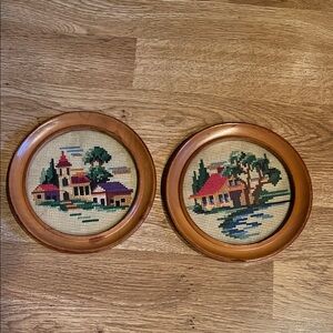 Vintage Needlepoint Wall Art Set